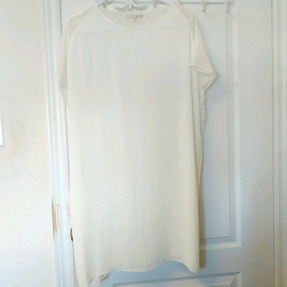 Oak + Fort sheer light cream almost white dress